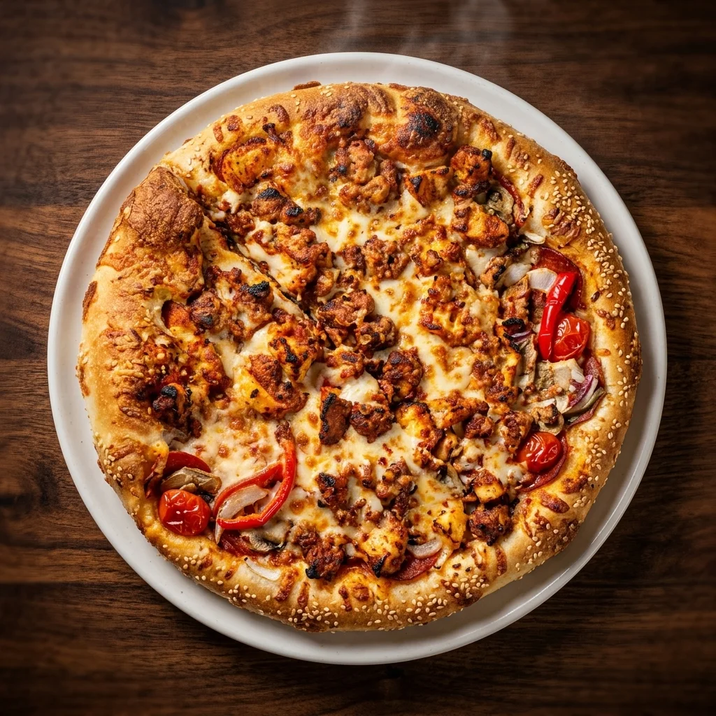 Four Cheese pizza with honey, pear and walnuts at CrustyCraft Pizza in Transcona, Winnipeg